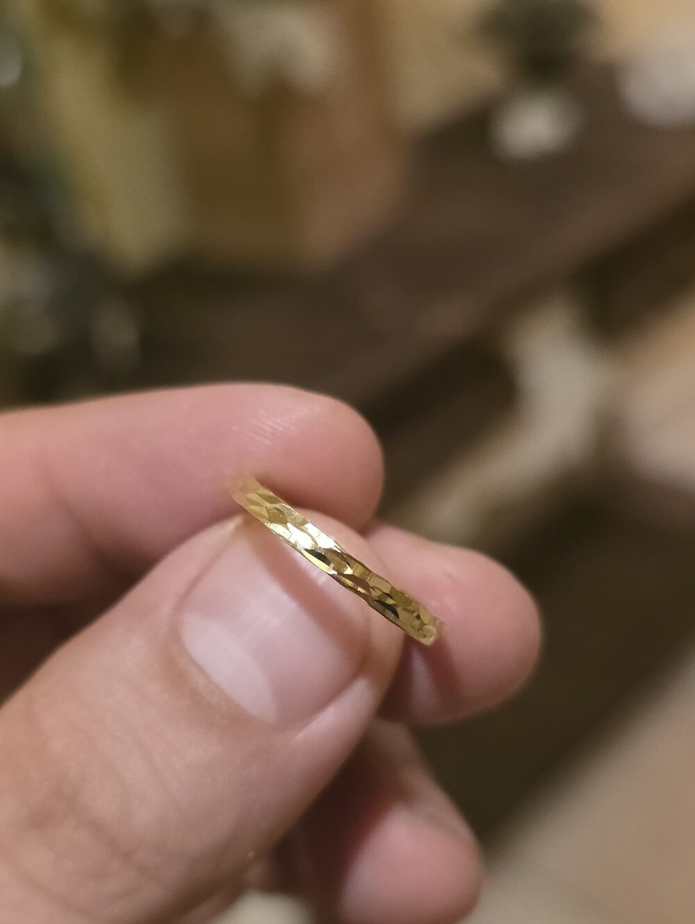 10k Gold Textured Band Ring - Elegant Minimalist